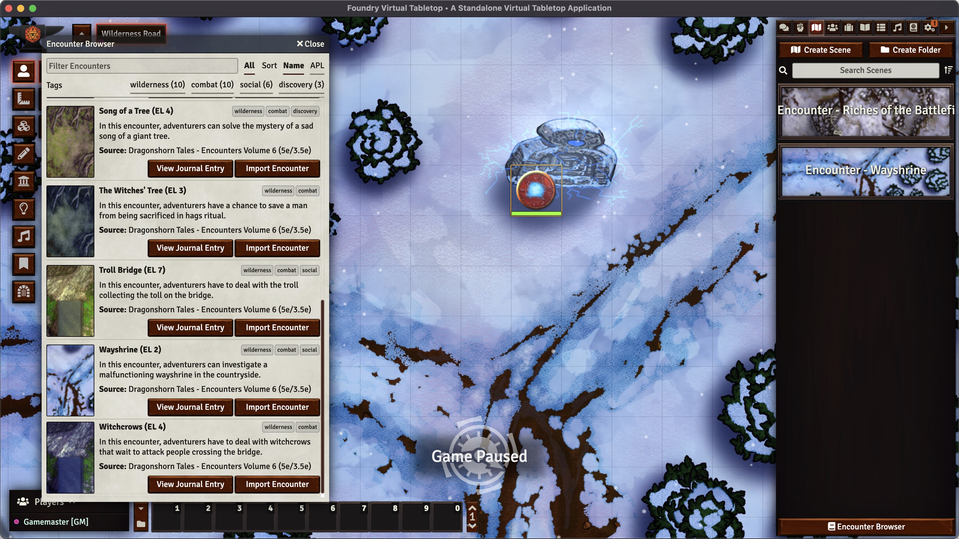 A screenshot depicting a wilderness with an open Journal Character sheet