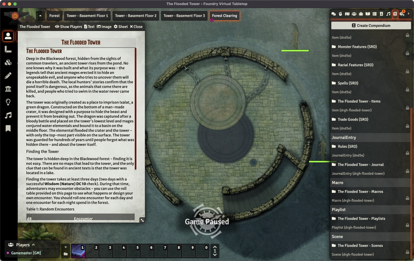 A screenshot depicting a wilderness with an open Journal Character sheet